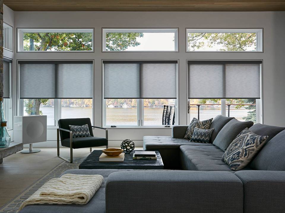Roller blinds on shades of grey